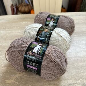 Natural Wool Yarn Set - Brown, Cream, and Gray set of 3 / buttery soft /